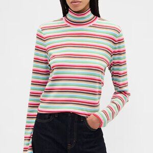 GAP Happy Stripe Ribbed Turtleneck T-Shirt/NWT/XL